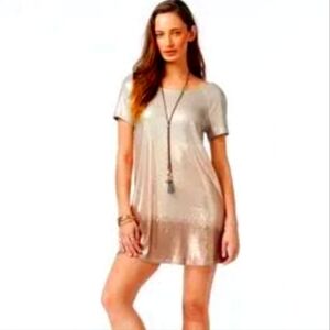 Free people rose gold ombre sequins oversized mini dress LARGE NEW
